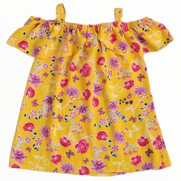 EC LUCY BLEU COLD SHOULDER BLOUSE WITH FLOWERS AND BUTTERFLIES SZ.7-8 - Picture 2 of 4